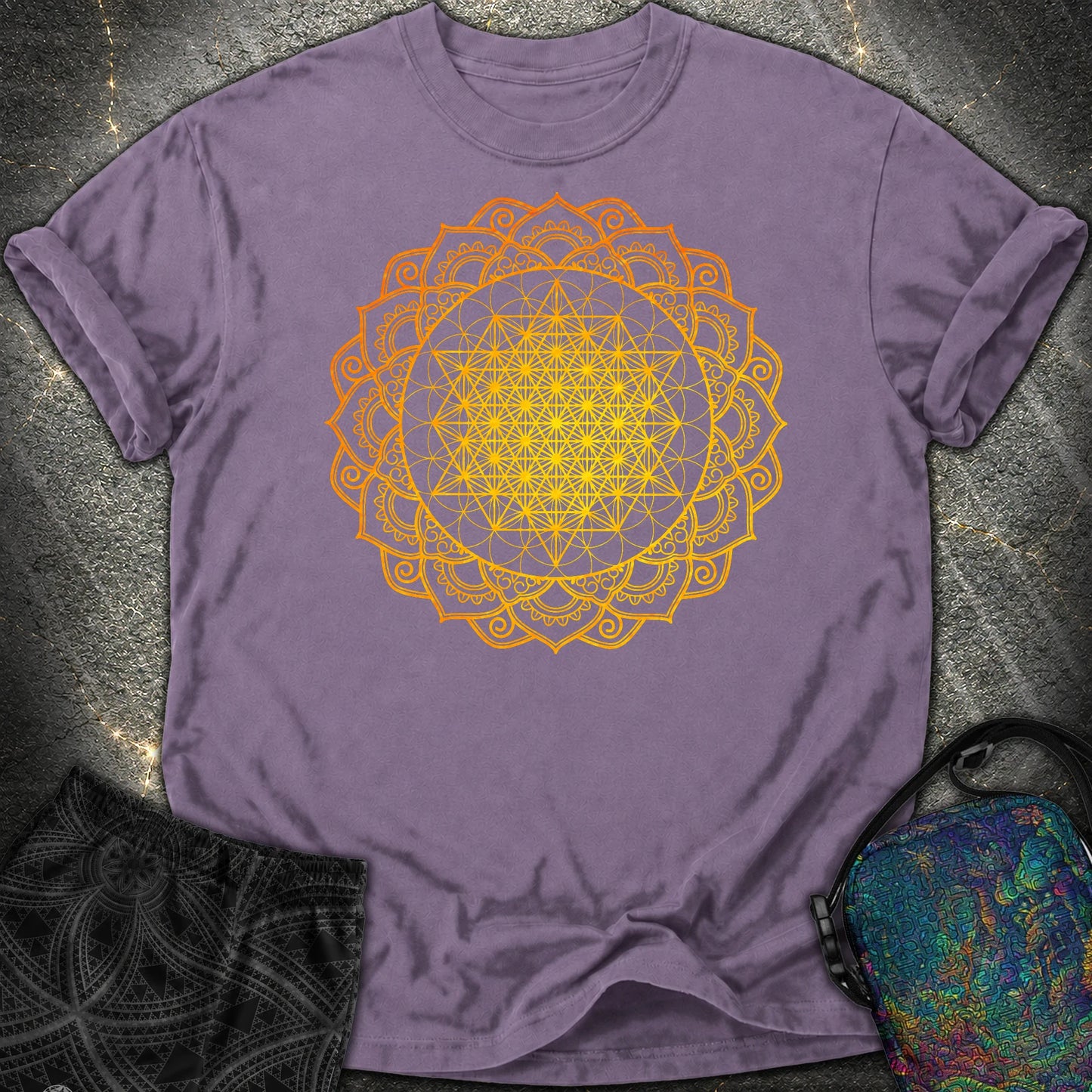 Tetrahedron Mandala Comfort T-Shirt - Tetrahedron Mandala Comfort T-Shirt - Grape