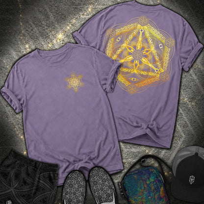 Interdimensional Tesseract Metatron 2 Sided Comfort T-Shirt - Interdimensional Tesseract Metatron 2 Sided Comfort T-Shirt - Grape