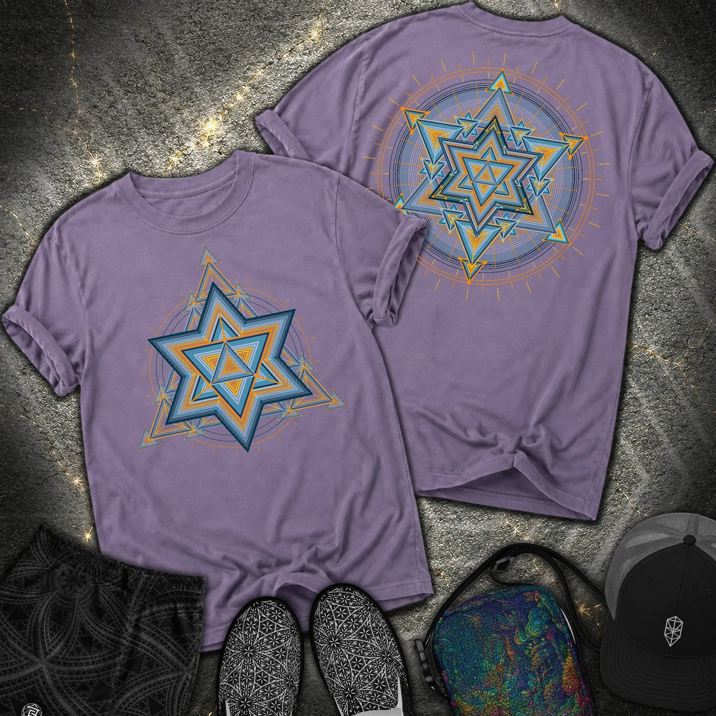 Merkaba Light Matrix 2 Sided Comfort T-Shirt - Merkaba Light Matrix 2 Sided Comfort T-Shirt - Grape