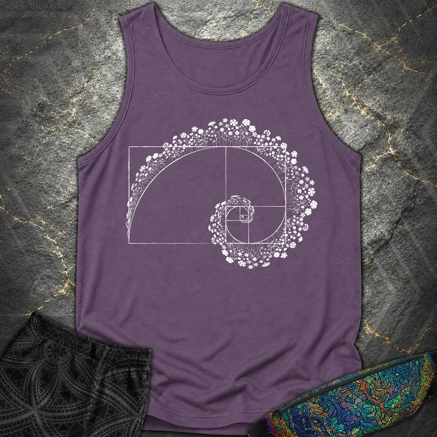 Golden Ratio Flower Spiral Comfort Tank - Golden Ratio Flower Spiral Comfort Tank - Grape