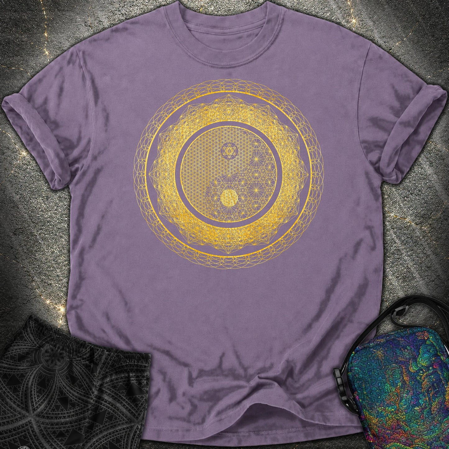 Yin Yang Gold Comfort T-Shirt - Yin Yang Gold Comfort T-Shirt - Grape
