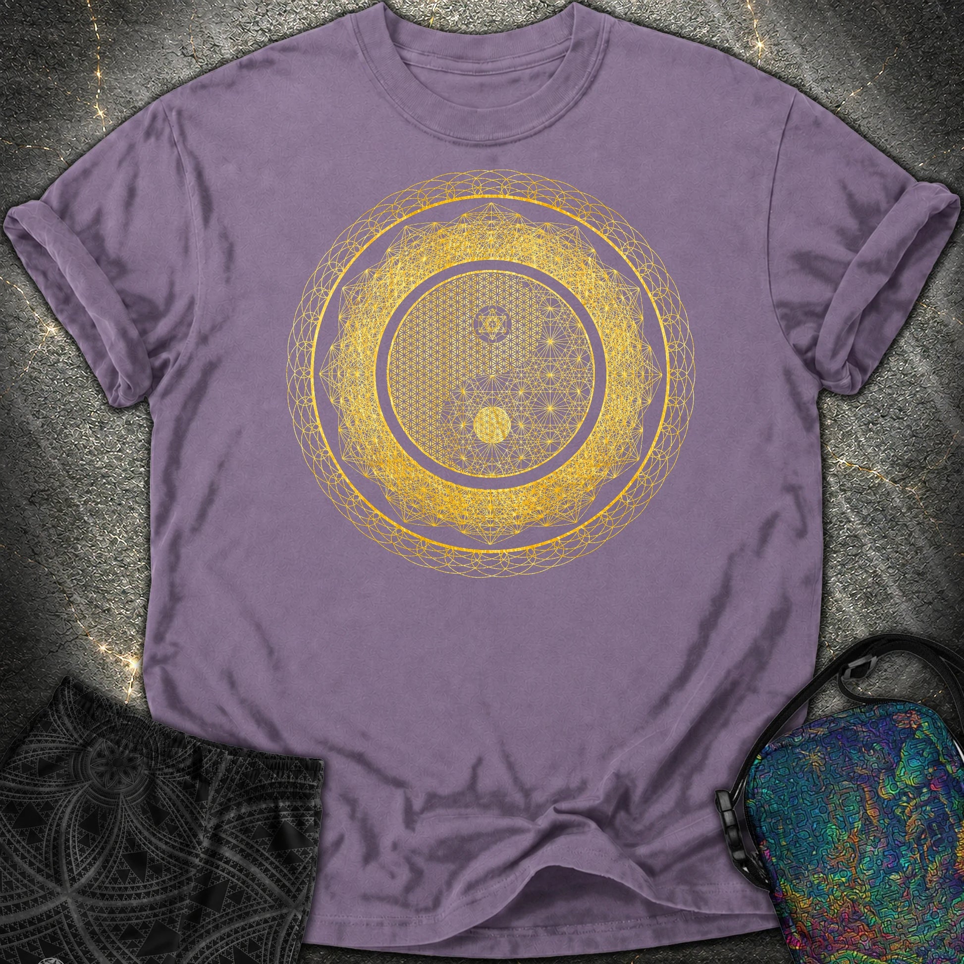 Yin Yang Gold Comfort T-Shirt - Yin Yang Gold Comfort T-Shirt - Grape