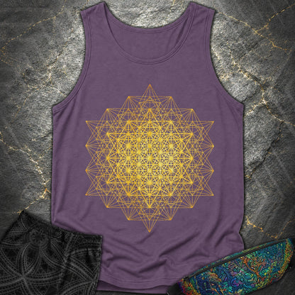 64 Tetrahedron Metatron Grid - 64 Tetrahedron Metatron Grid Comfort Tank Top - Grape