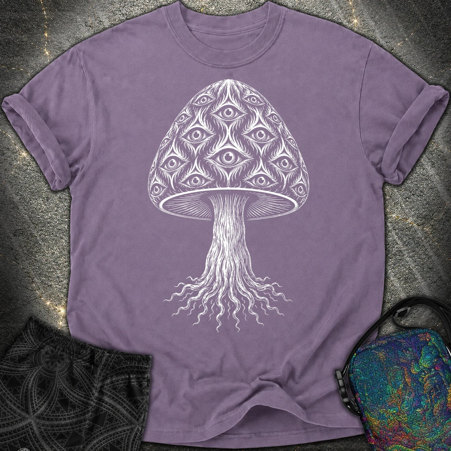 All-Seeing Mushroom - All-Seeing Mushroom Comfort T-Shirt - Grape