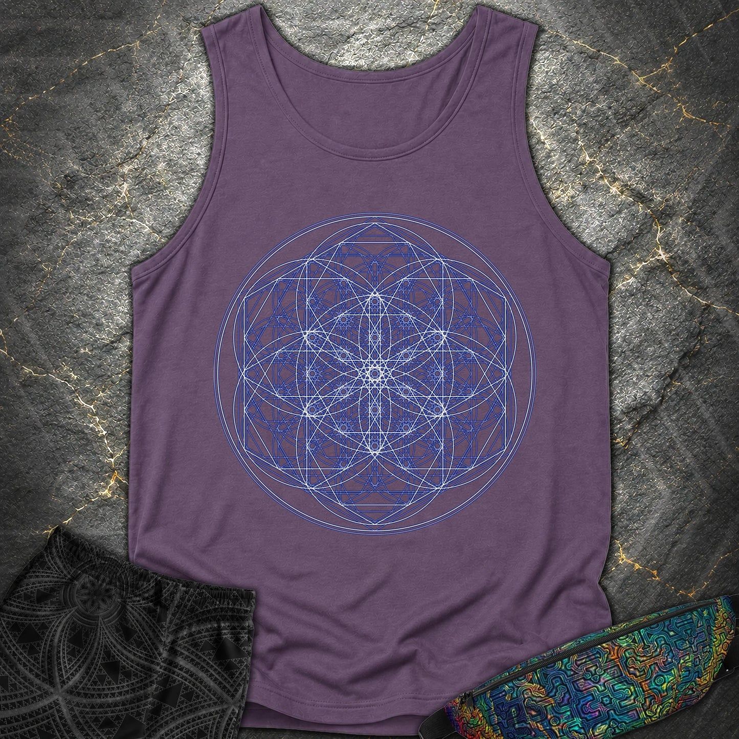 Sacred Flower Grids - Sacred Flower Grids Comfort Tank Top - Grape