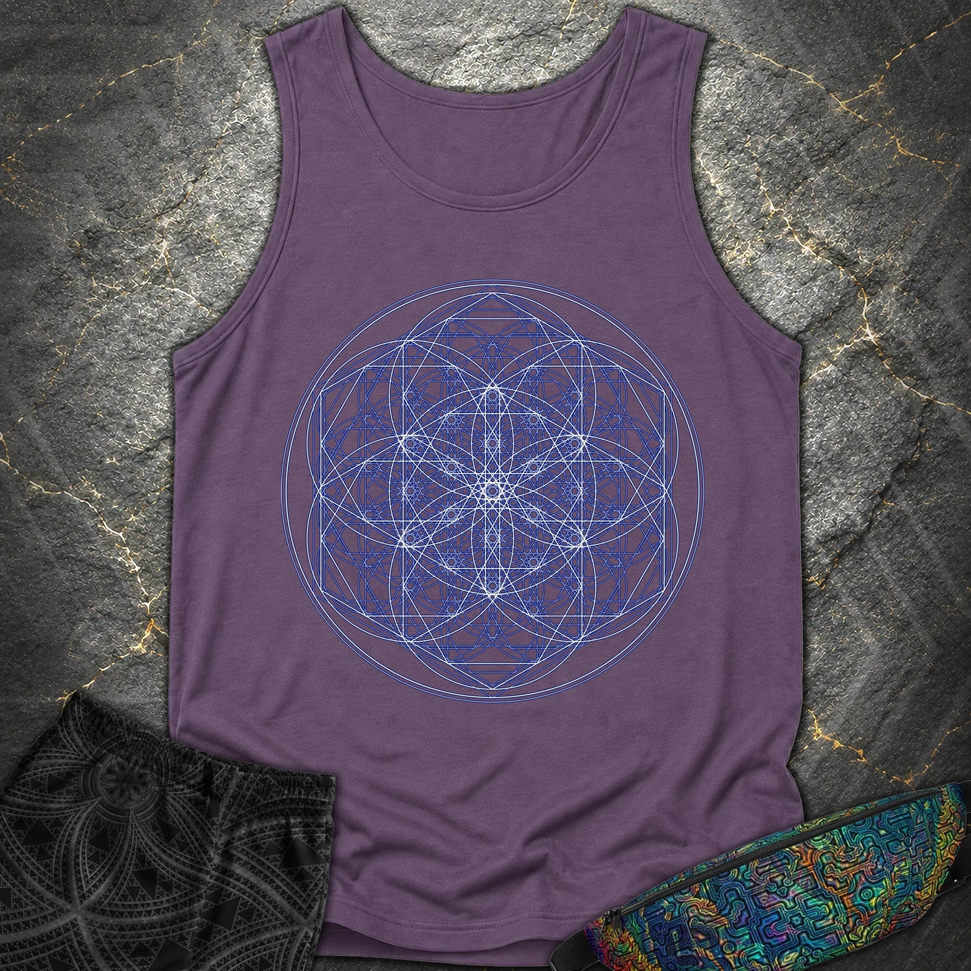 Sacred Flower Grids - Sacred Flower Grids Comfort Tank Top - Grape