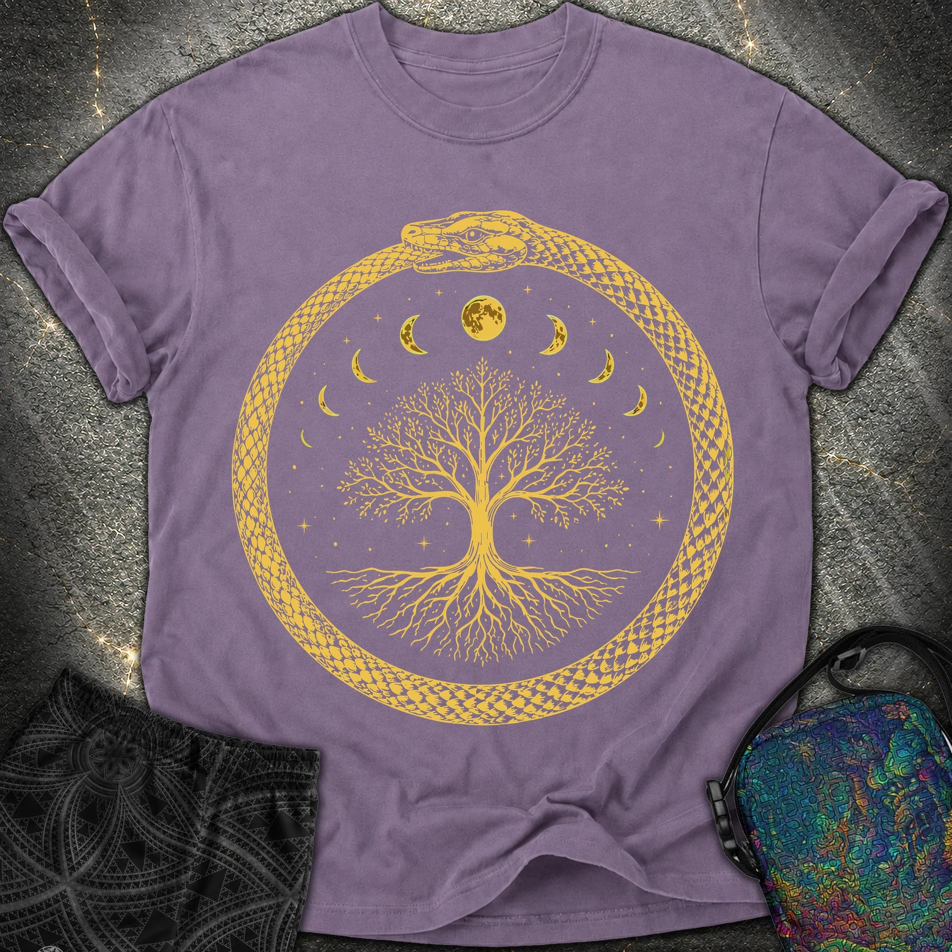 Ouroboros Moon Tree Unisex Comfort T-Shirt - Ouroboros Moon Tree Unisex Comfort T-Shirt - Grape
