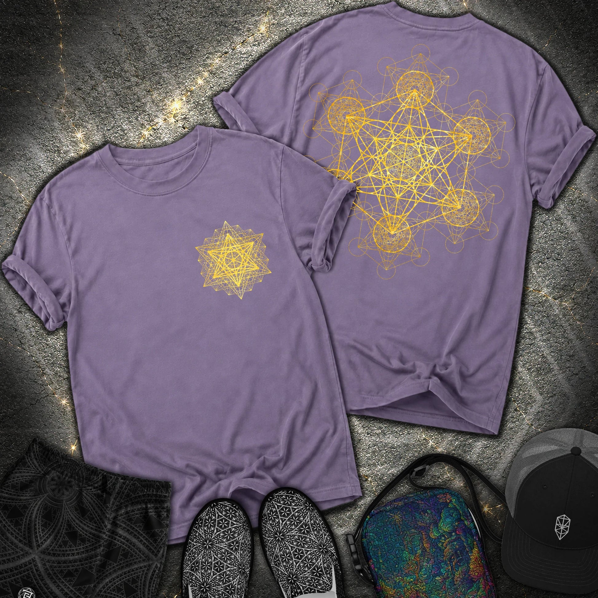 Metatron Fractal 2 Sided T-Shirt - Metatron Fractal 2 Sided Comfort T-Shirt - Grape