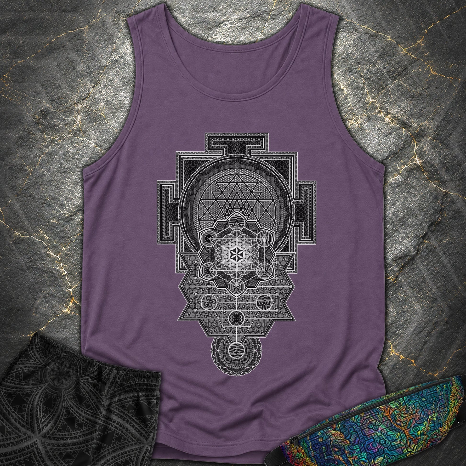 Sri Yantra Intricate Sacred Patterns - Sri Yantra Intricate Sacred Patterns Comfort Tank Top - Grape