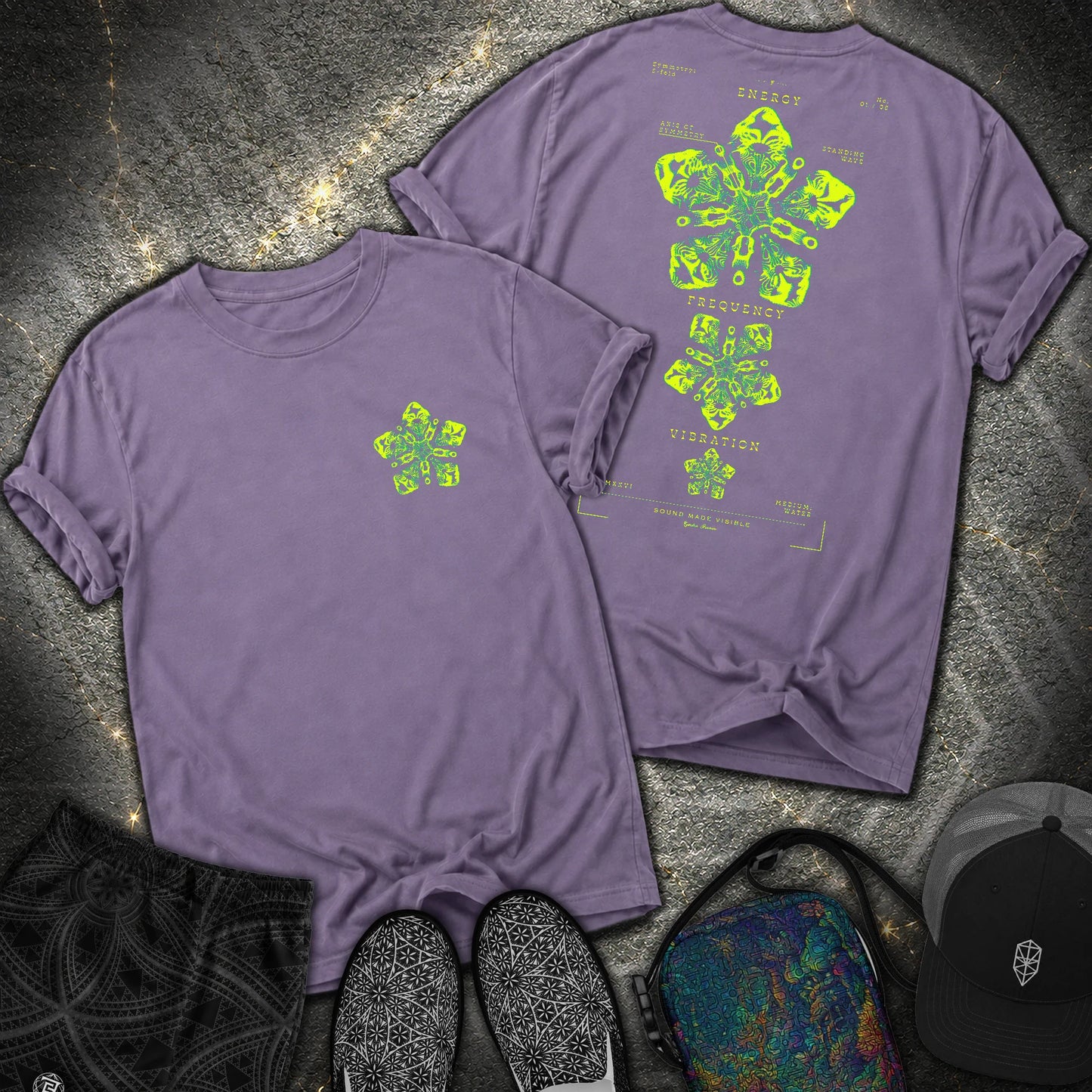 Sound Made Visible Cymatics 01 Comfort 2 Sided Comfort T-Shirt - Sound Made Visible Cymatics 01 Comfort 2 Sided Comfort T-Shirt - Grape