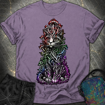 Trippy Mushroom Cat Comfort T-Shirt - Trippy Mushroom Cat Comfort T-Shirt - Grape