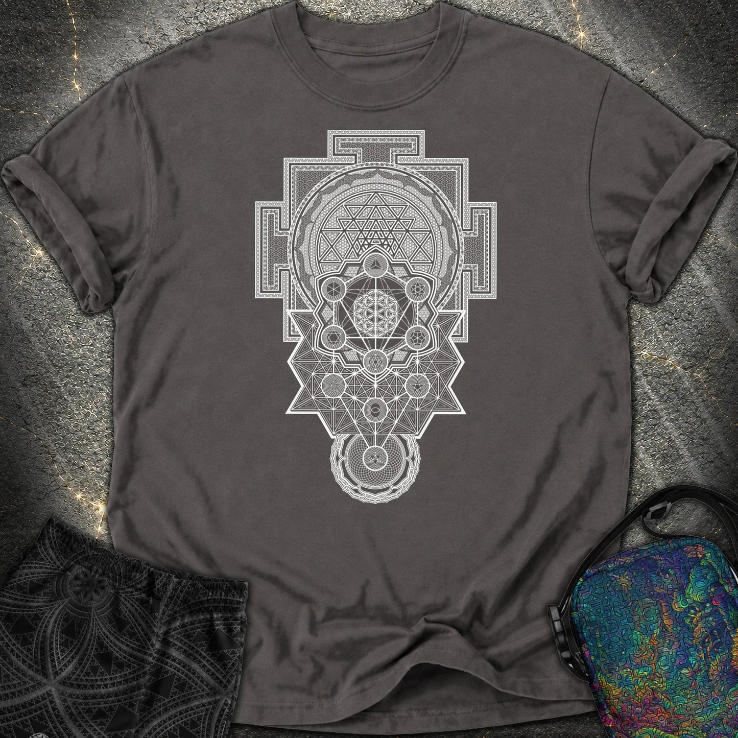 Sacred Geometry Encyclopedia Comfort T-Shirt - Sacred Geometry Encyclopedia Comfort T-Shirt - Graphite