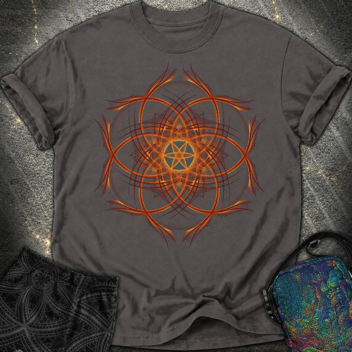 Geometric Sunset Comfort T-Shirt - Geometric Sunset Comfort T-Shirt - Graphite