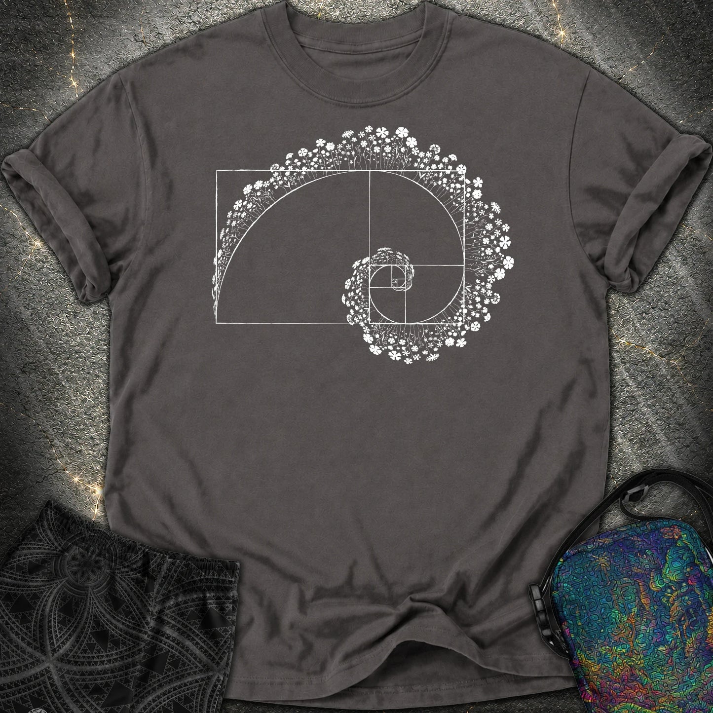 Golden Ratio Flower Spiral Comfort T-Shirt - Golden Ratio Flower Spiral Comfort T-Shirt - Graphite