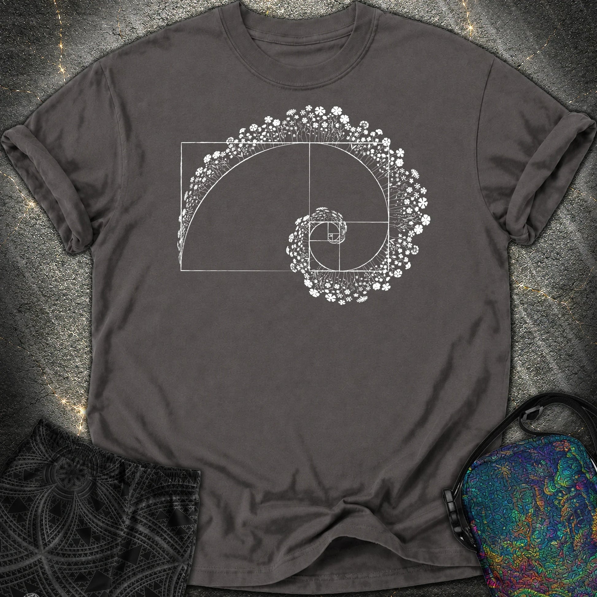 Golden Ratio Flower Spiral Comfort T-Shirt - Golden Ratio Flower Spiral Comfort T-Shirt - Graphite