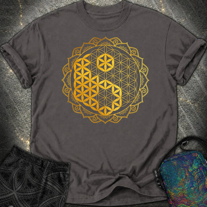 Yin Yang Gold Mandala Comfort T-Shirt - Yin Yang Gold Mandala Comfort T-Shirt - Graphite