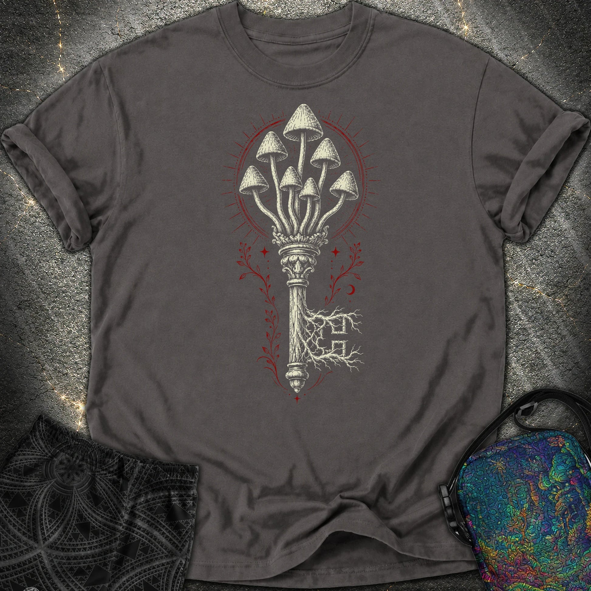 The Mushroom Key Comfort T-Shirt - The Mushroom Key Comfort T-Shirt - Graphite