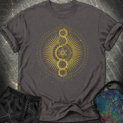 Sacred Geometry Radiating Mandala Comfort T-Shirt - Sacred Geometry Radiating Mandala Comfort T-Shirt - Graphite