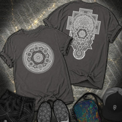 Sacred Geometry Encyclopedia 2 Sided Comfort T-Shirt - Sacred Geometry Encyclopedia 2 Sided Comfort T-Shirt - Graphite