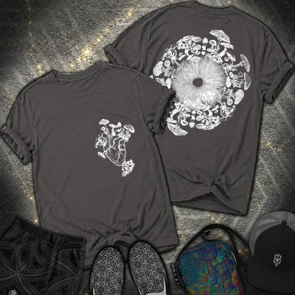 Mushroom Heart Mushroom Iris 2 Sided Comfort T-Shirt - Mushroom Heart Mushroom Iris 2 Sided Comfort T-Shirt - Graphite