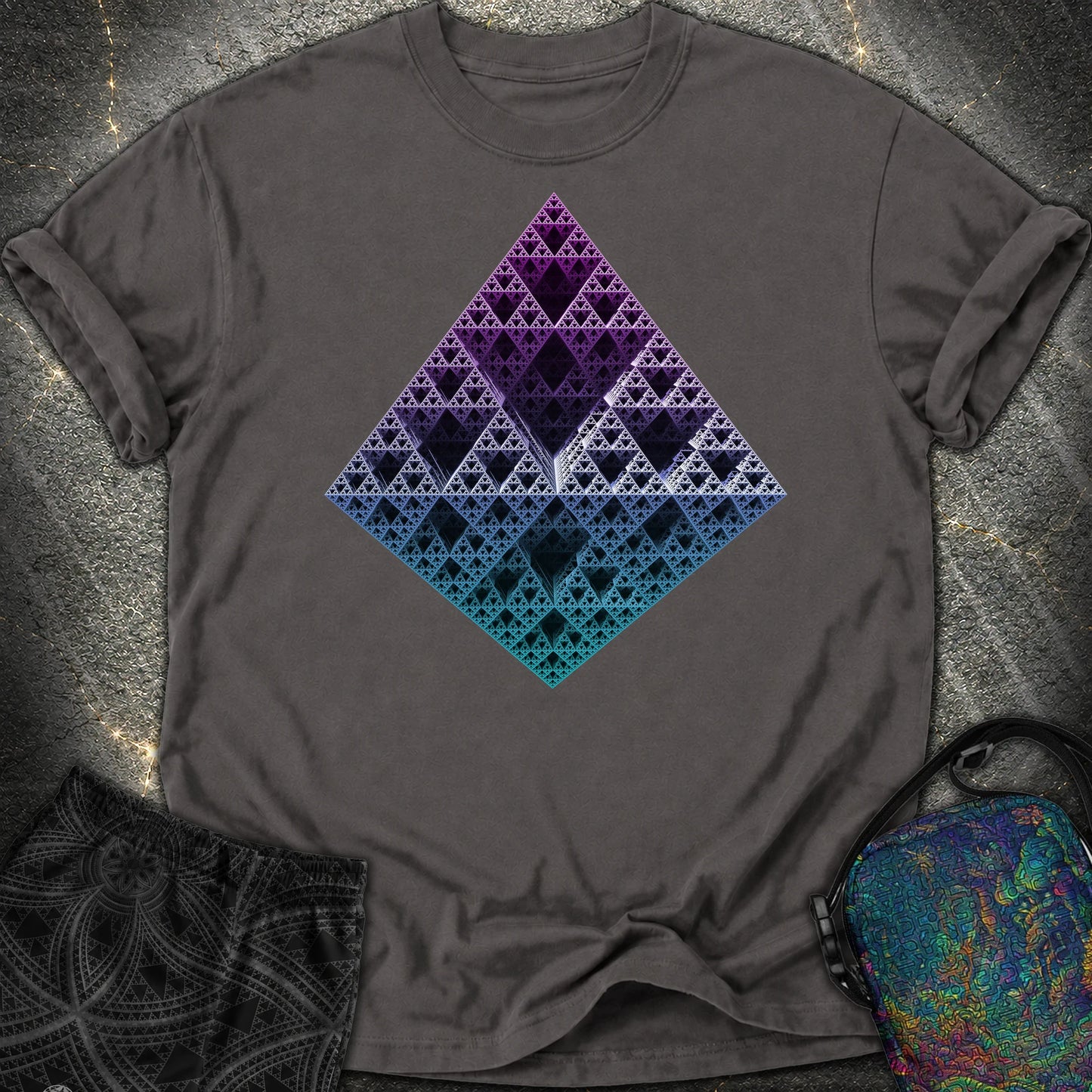 Sierpinski 3D Fractal Comfort T-Shirt - Sierpinski 3D Fractal Comfort T-Shirt - Graphite