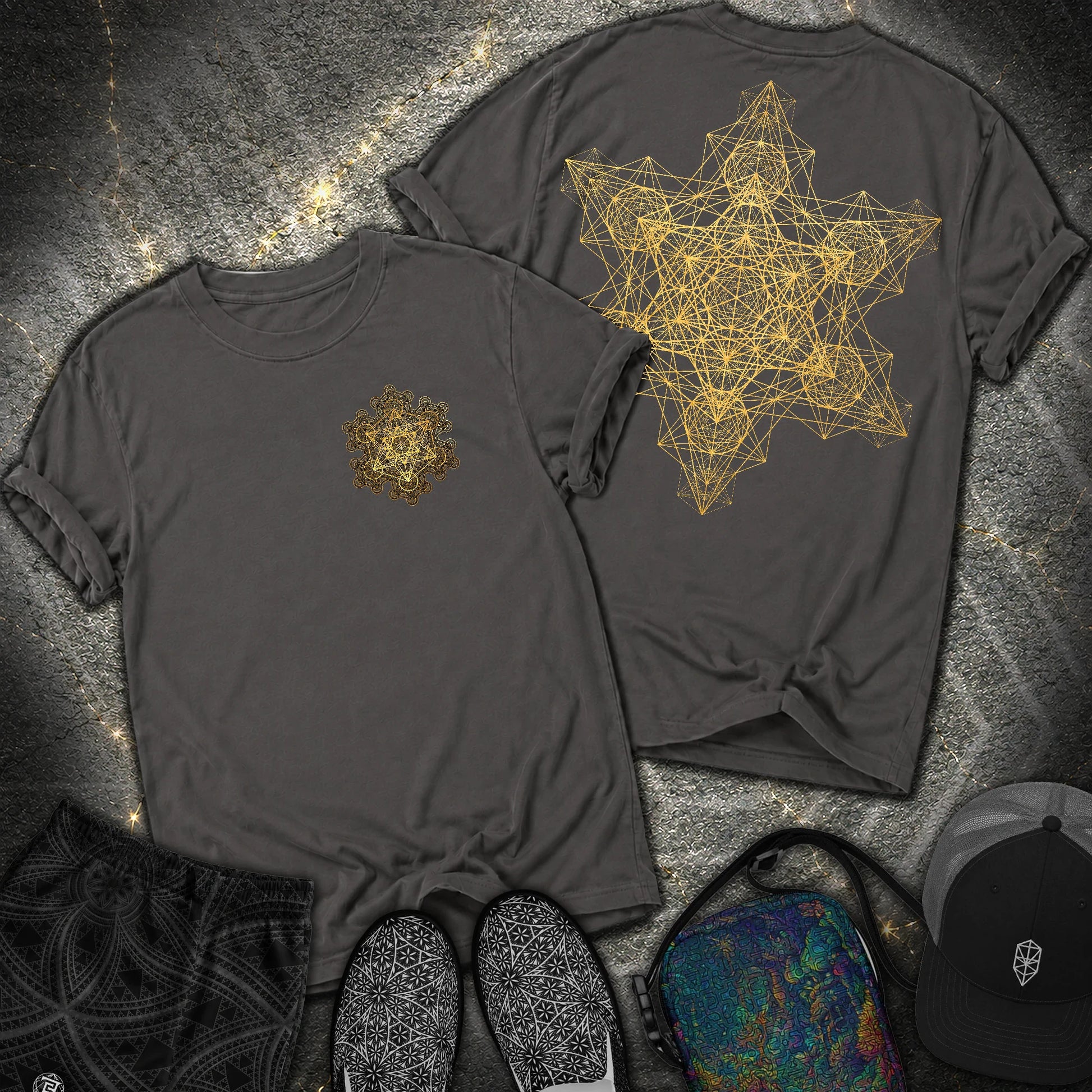 Metatron Fractal Star 2 Sided Comfort T-shirt - Metatron Fractal Star 2 Sided Comfort T-shirt - Graphite