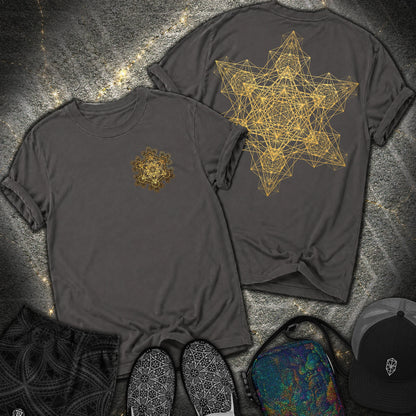 Metatron Fractal Star 2 Sided Comfort T-shirt - Metatron Fractal Star 2 Sided Comfort T-shirt - Graphite
