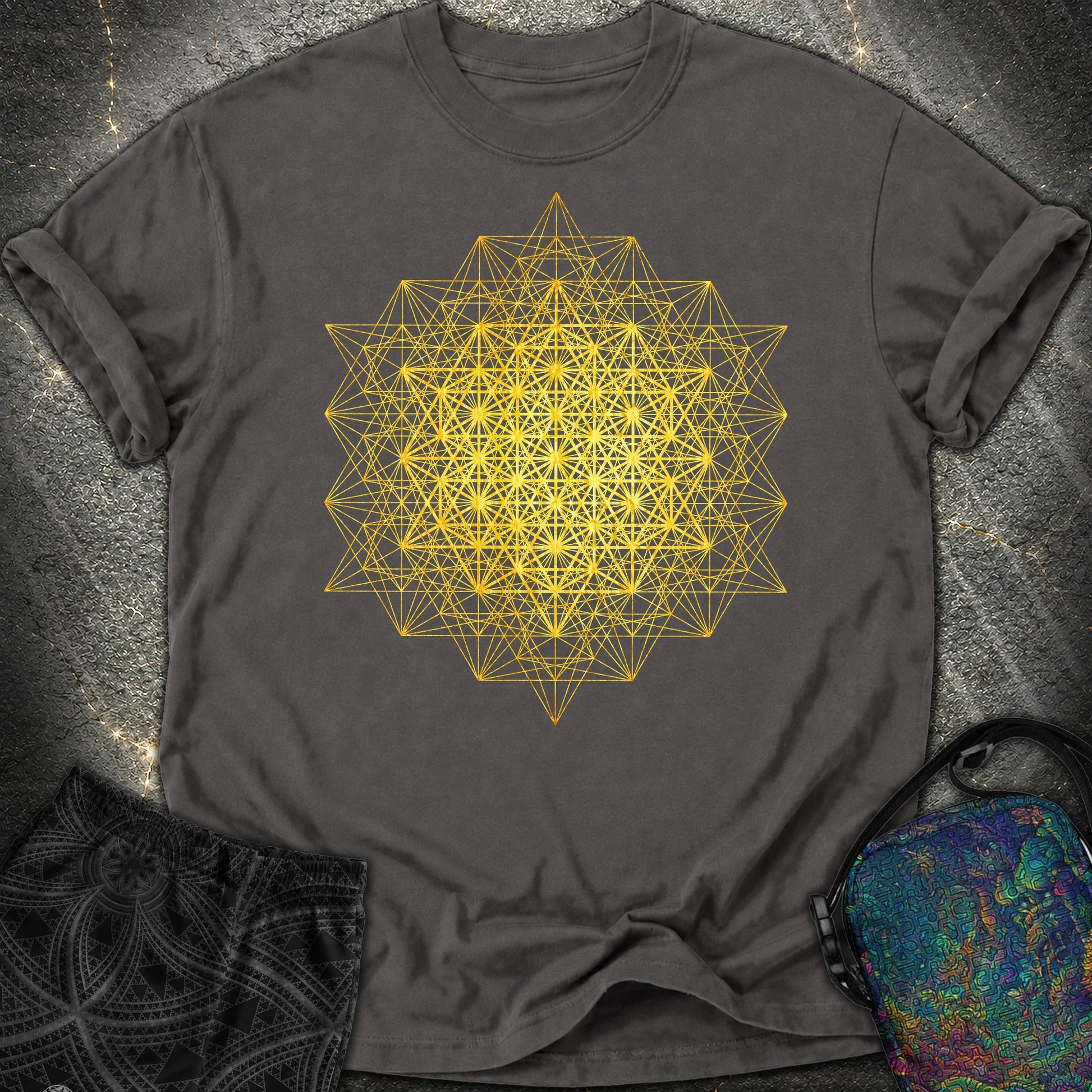 64 Tetrahedron Metatron Grid Comfort T-Shirt - 64 Tetrahedron Metatron Grid Comfort T-Shirt - Graphite