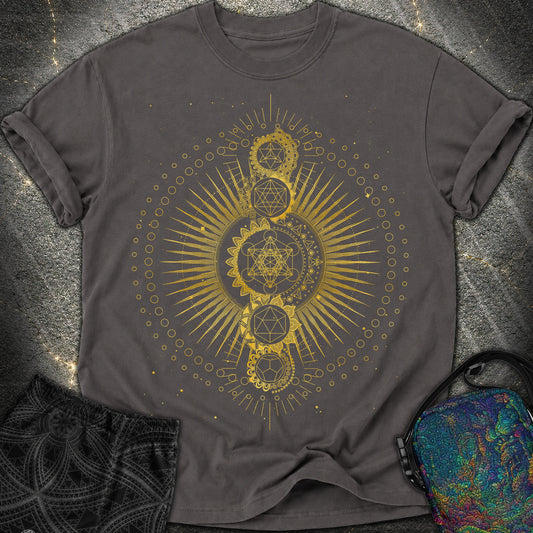 Sacred Geometry Radiating Mandala - Sacred Geometry Radiating Mandala Comfort T-Shirt - Graphite