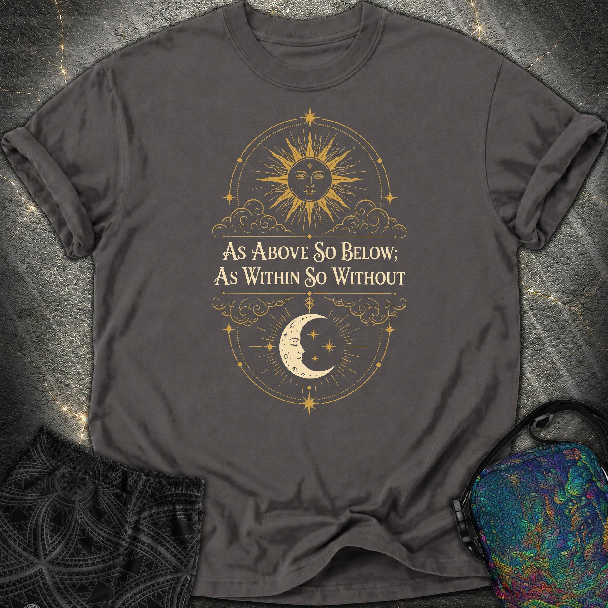 As Above So Below Sun Moon Colored - As Above So Below Sun Moon Colored Comfort T-Shirt - Graphite