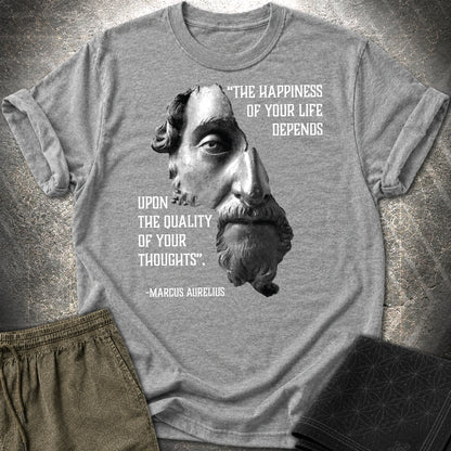 Marcus Aurelius Happiness T-Shirt - Marcus Aurelius Happiness T-Shirt - Graphite Heather