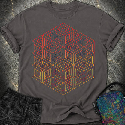 3D Wireframe Cube T-Shirt - 3D Wireframe Cube Comfort T-Shirt - Graphite