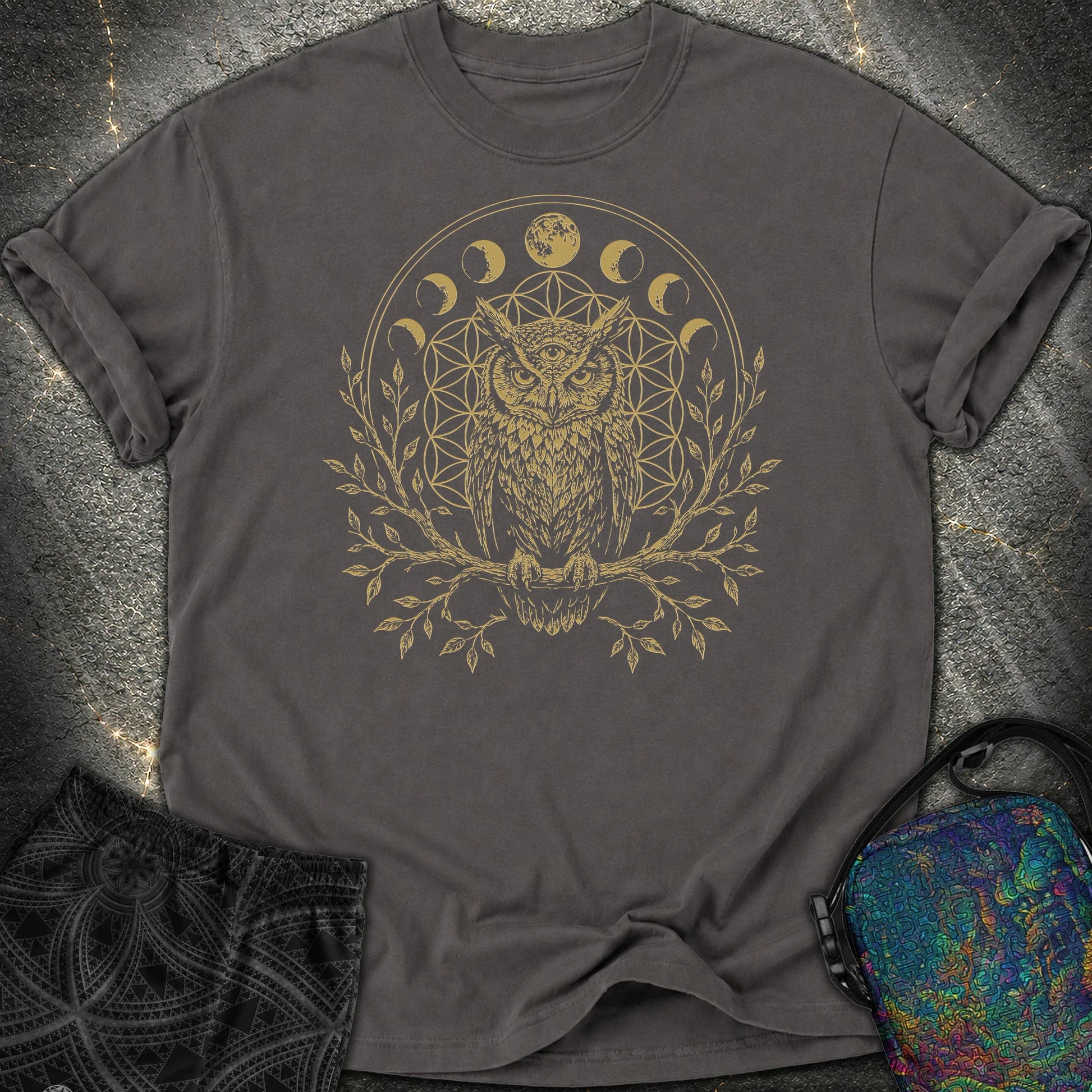 Owl Flower Of Life - Owl Flower Of Life Comfort T-Shirt - Graphite