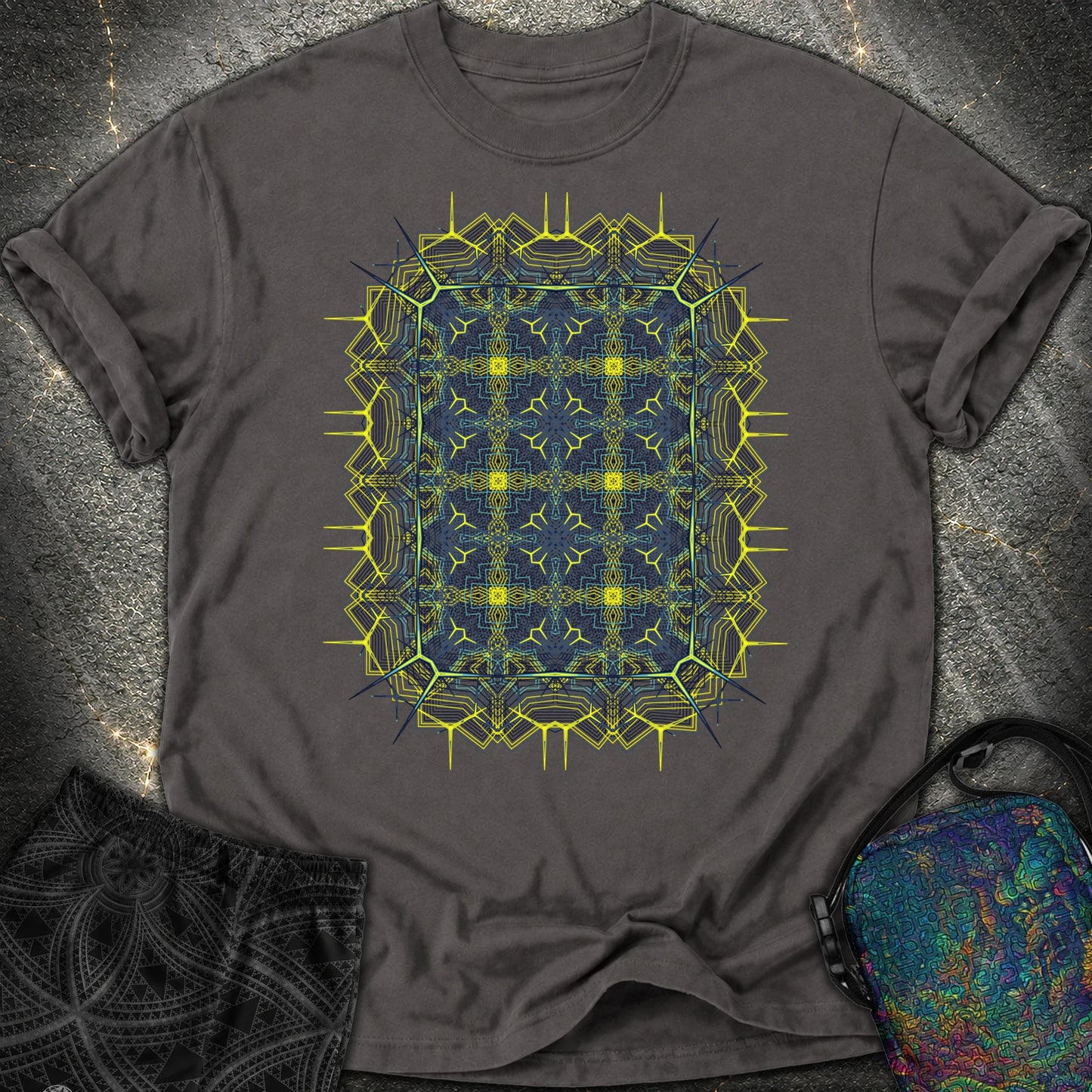 Electric Geometric Matrix - Electric Geometric Matrix Comfort T-Shirt - Graphite