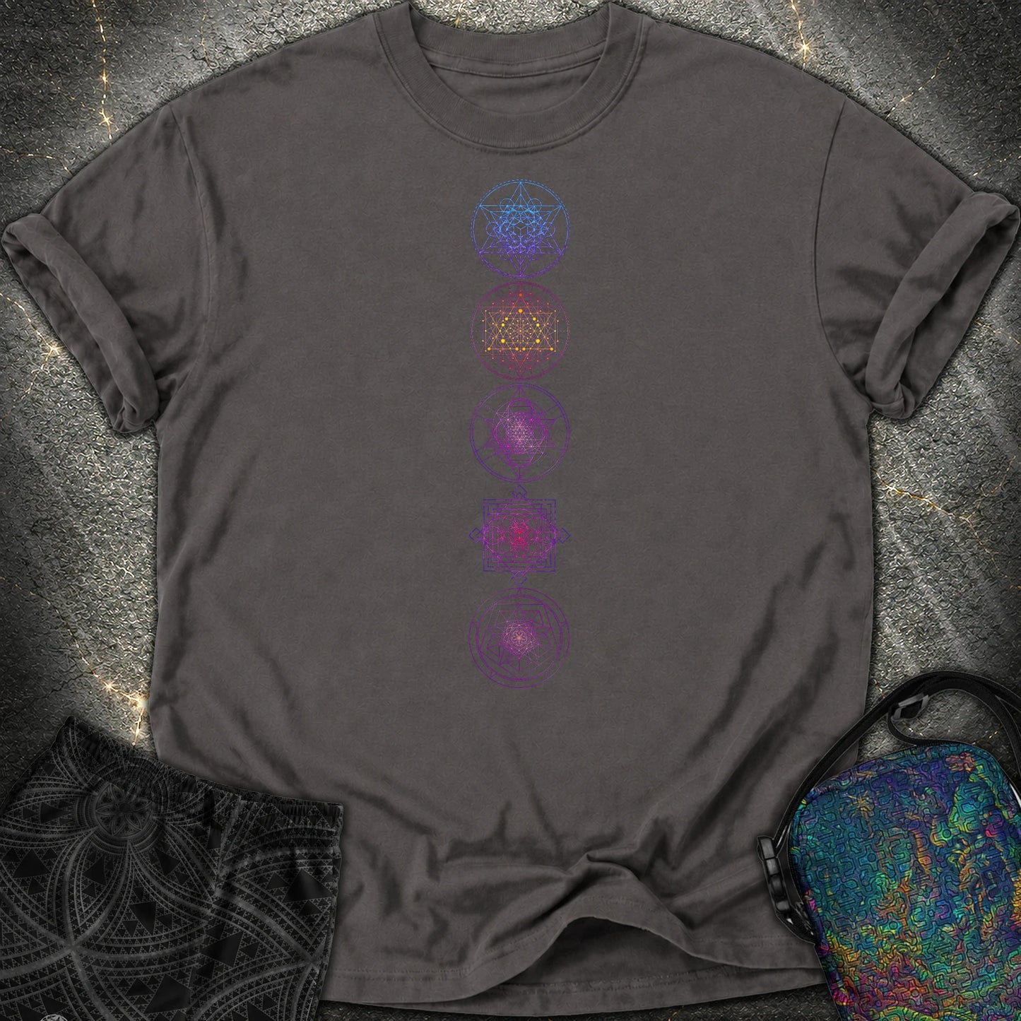 Sacred Geometry Comfort T-Shirt - Sacred Geometry Comfort T-Shirt - Graphite