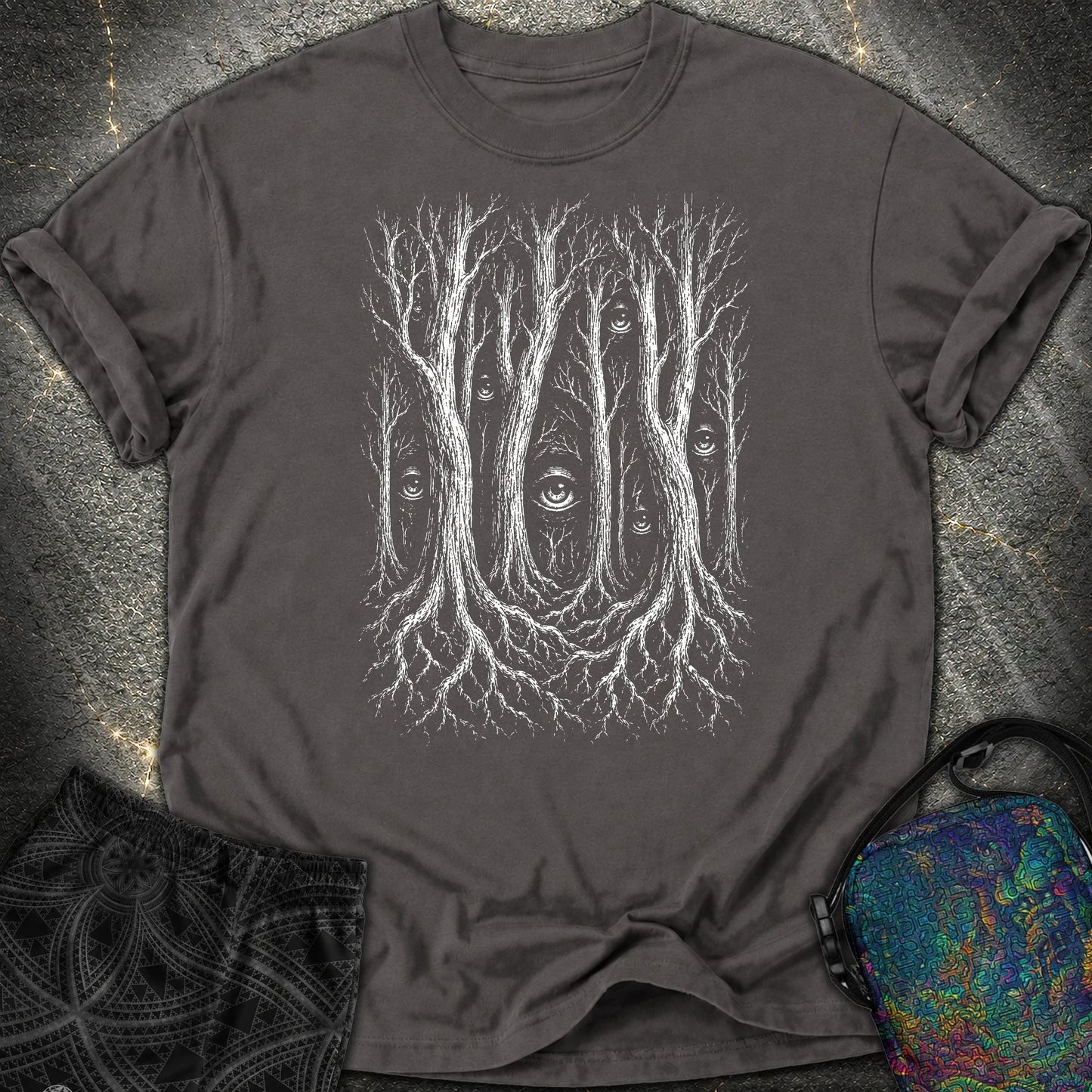 Forest Consciousness Watching Comfort T-Shirt - Forest Consciousness Watching Comfort T-Shirt - Graphite