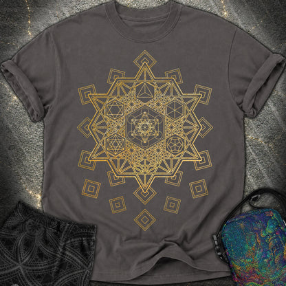 Metatron and Platonic Solids T-Shirt - Metatron and Platonic Solids Comfort T-Shirt - Graphite