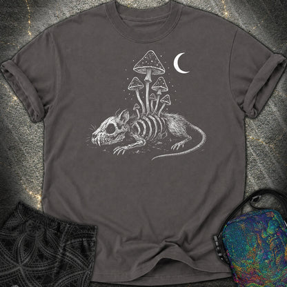 Rat Skeleton & Mushrooms Gothic Comfort T-Shirt - Rat Skeleton & Mushrooms Gothic Comfort T-Shirt - Graphite