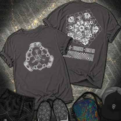 Cymatics, Energy Frequency Vibration Fluid 2 Sided Comfort T-Shirt - Cymatics, Energy Frequency Vibration Fluid 2 Sided Comfort T-Shirt - Graphite