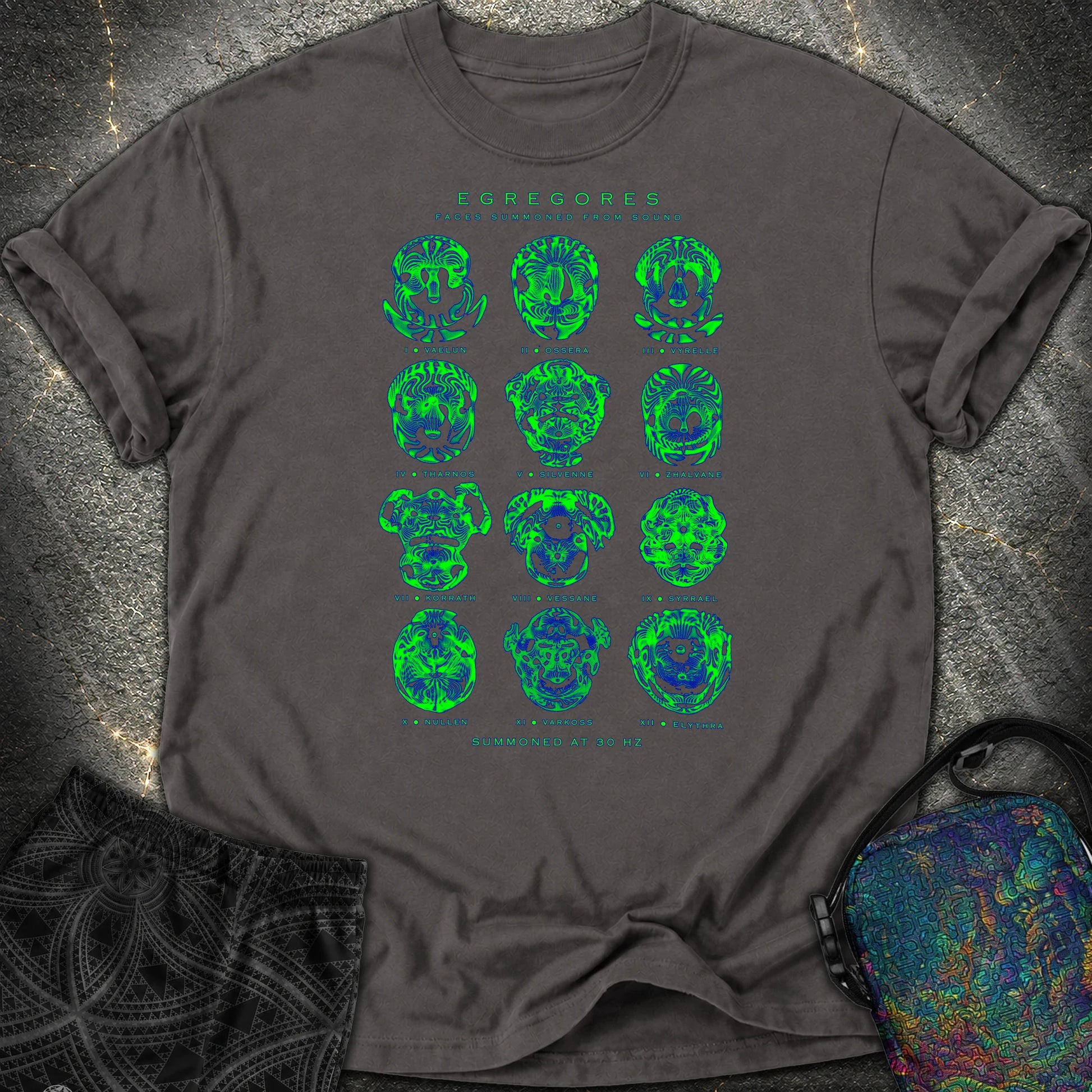 Egregores Cymatic Faces Comfort T-Shirt - Egregores Cymatic Faces Comfort T-Shirt - Graphite