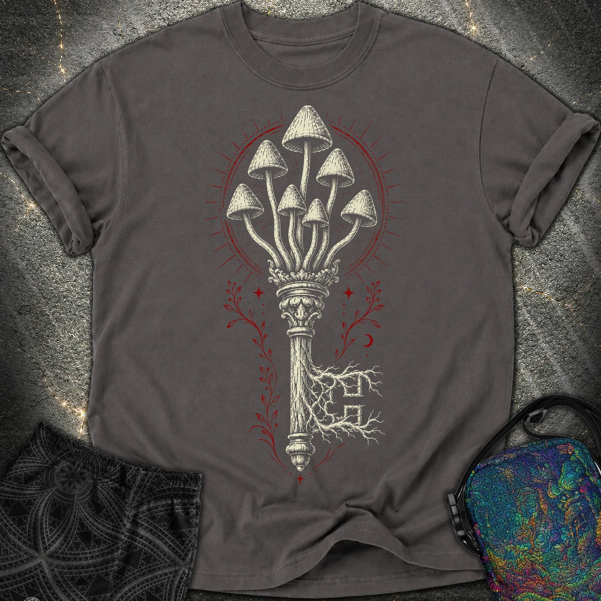 The Mushroom Key - The Mushroom Key Comfort T-Shirt - Graphite