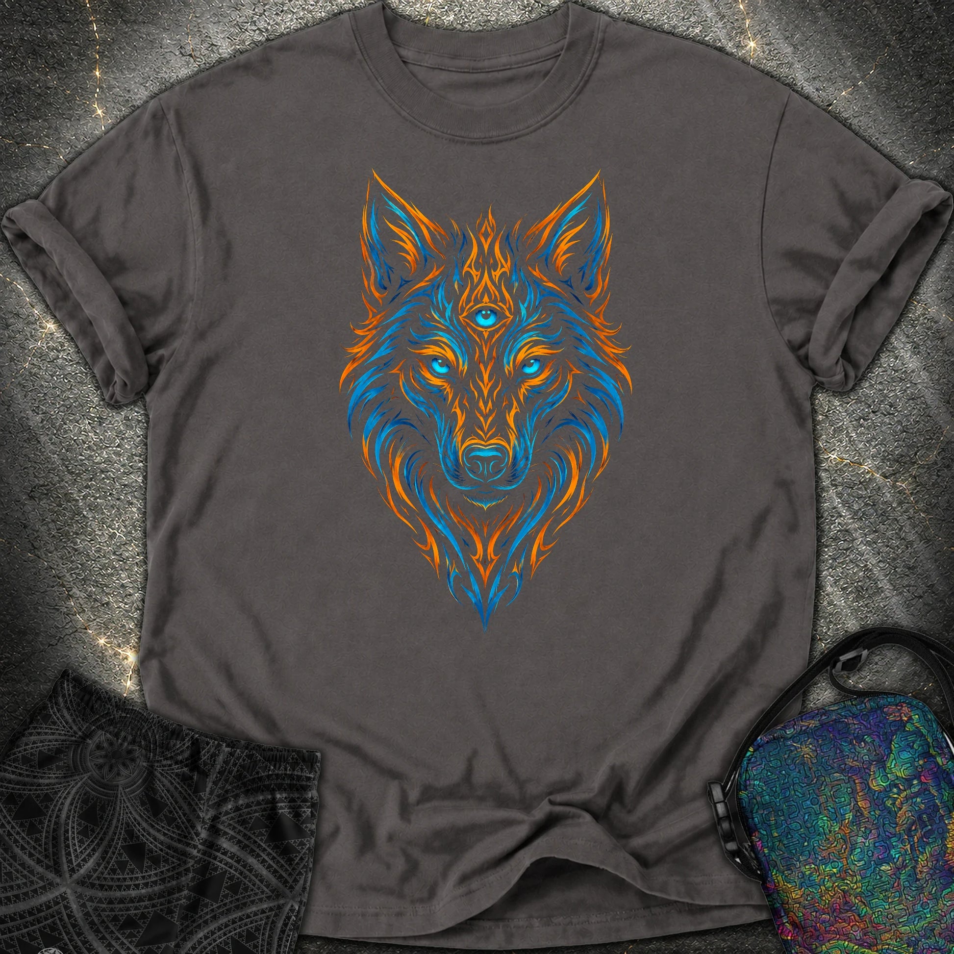 Mystic Tribal Wolf Comfort T-Shirt - Mystic Tribal Wolf Comfort T-Shirt - Graphite