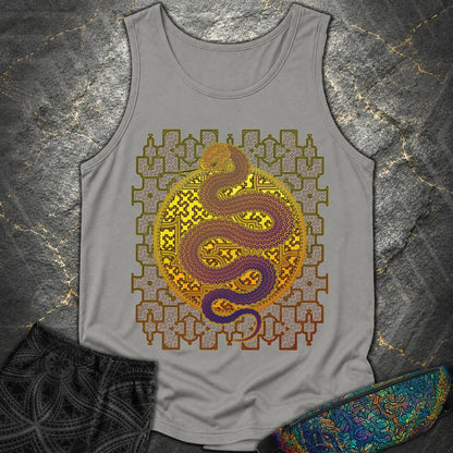 Shipibo Kene Cosmic Snake - Shipibo Kene Cosmic Snake Tank Top - Grey