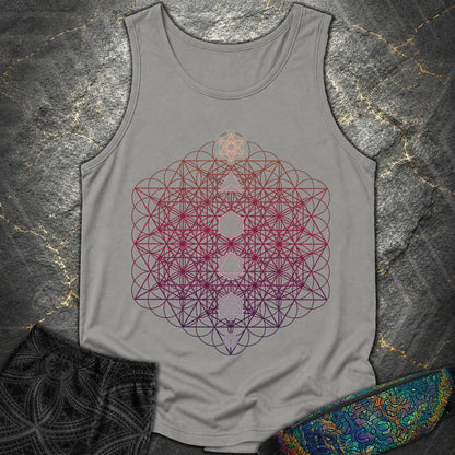 64 Tetrahedron Platonic Solids Metatron - 64 Tetrahedron Platonic Solids Metatron Tank Top - Grey