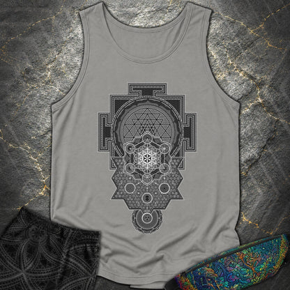 Sri Yantra Intricate Sacred Patterns - Sri Yantra Intricate Sacred Patterns Comfort Tank Top - Grey