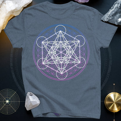 White Metatron Gradient Flower T-Shirt