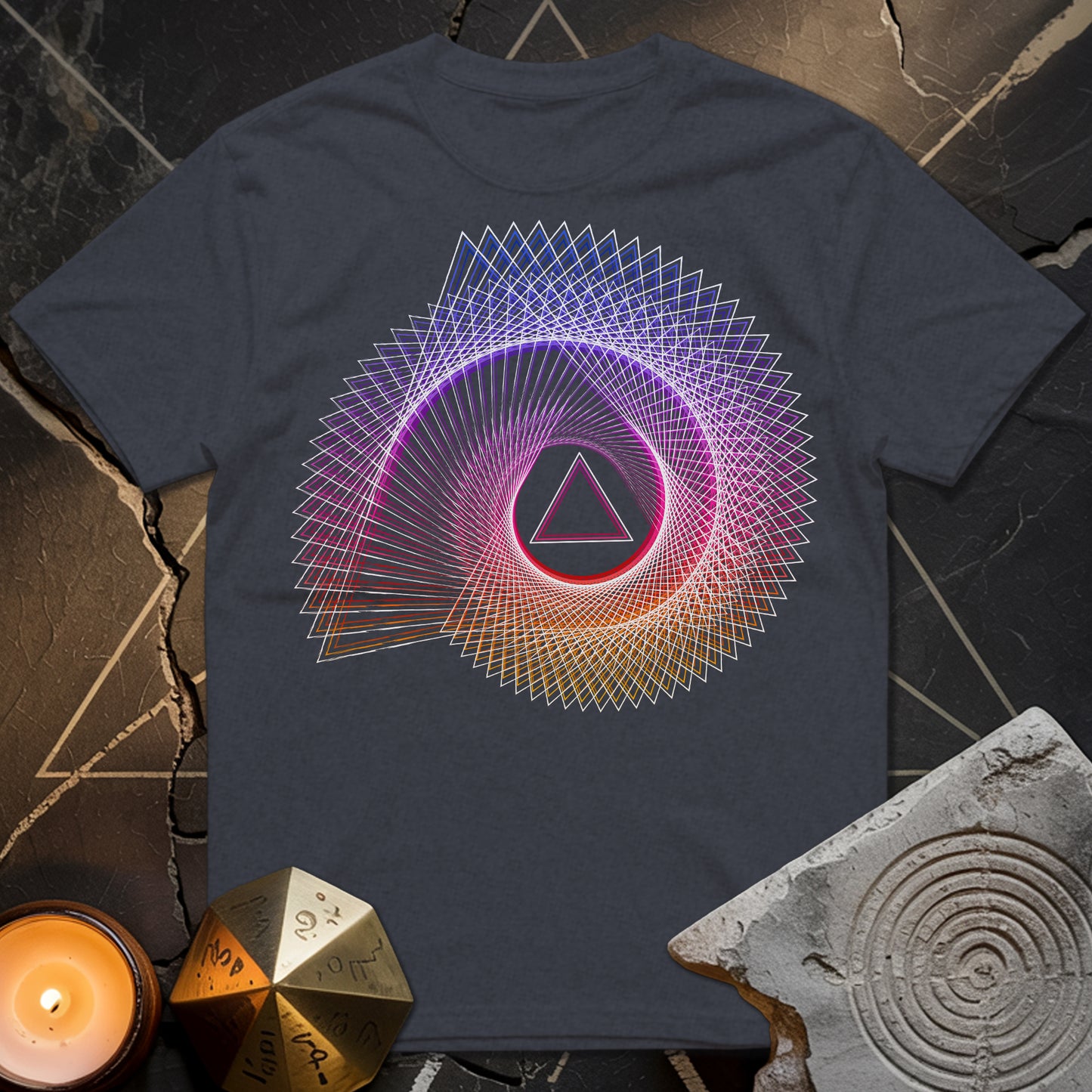 Spiralling Gradient Triangle T-Shirt
