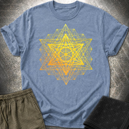 Metatron's Cube Grid T-Shirt - Metatron's Cube Grid T-Shirt - Heather Indigo