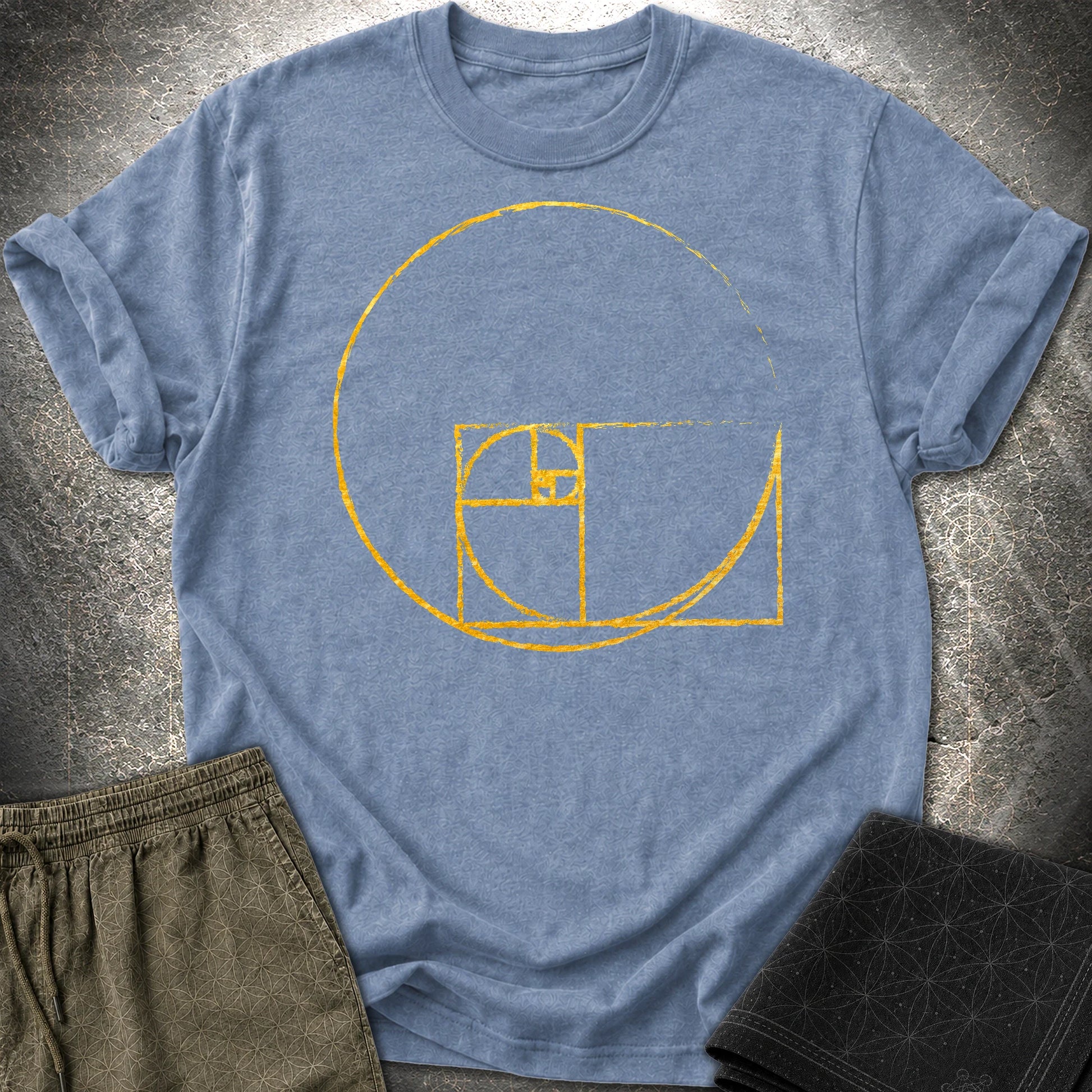 Golden Ratio Spiral Circle T-Shirt - Golden Ratio Spiral Circle T-Shirt - Heather Indigo