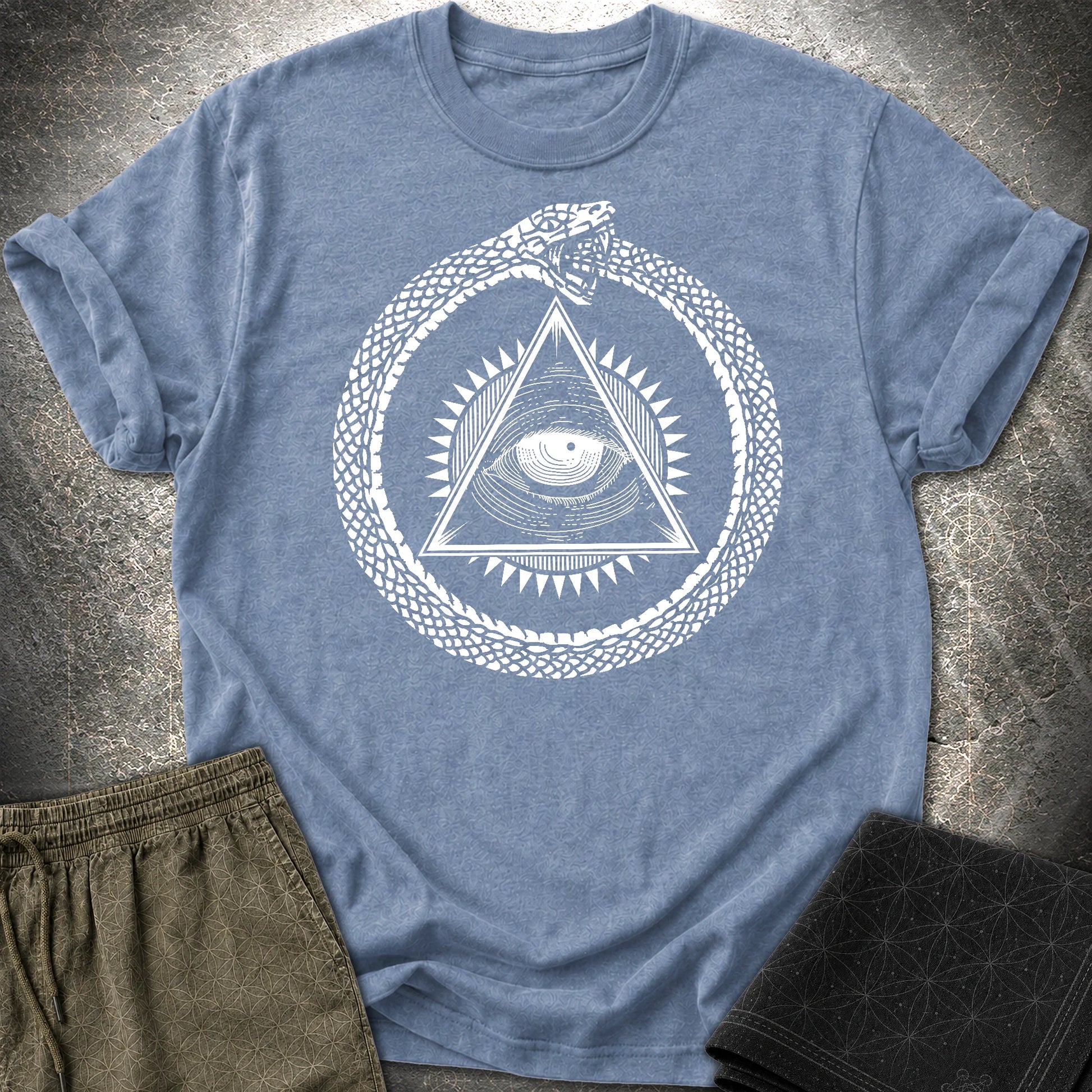 Eye Of Providence Ouroboros T-Shirt - Eye Of Providence Ouroboros T-Shirt - Heather Indigo